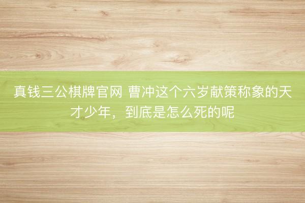 真钱三公棋牌官网 曹冲这个六岁献策称象的天才少年，到底是怎么死的呢