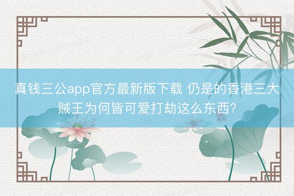 真钱三公app官方最新版下载 仍是的香港三大贼王为何皆可爱打劫这么东西？