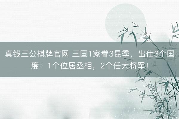 真钱三公棋牌官网 三国1家眷3昆季，出仕3个国度：1个位居丞相，2个任大将军！