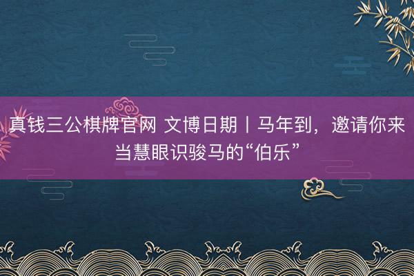 真钱三公棋牌官网 文博日期丨马年到,邀请你来当慧眼识骏马的“伯乐”