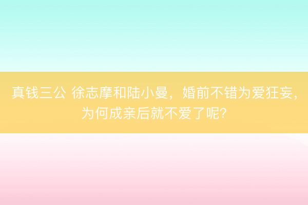 真钱三公 徐志摩和陆小曼,婚前不错为爱狂妄,为何成亲后就不爱了呢?