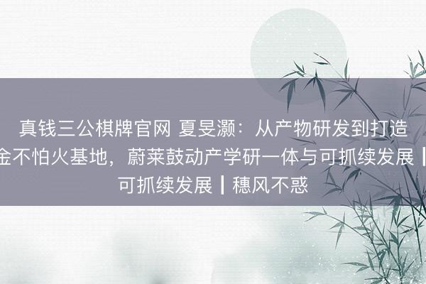 真钱三公棋牌官网 夏旻灏:从产物研发到打造衍生锤真金不怕火基地,蔚莱鼓动产学研一体与可抓续发展┃穗风不惑