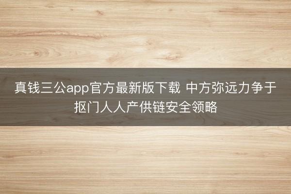 真钱三公app官方最新版下载 中方弥远力争于抠门人人产供链安全领略
