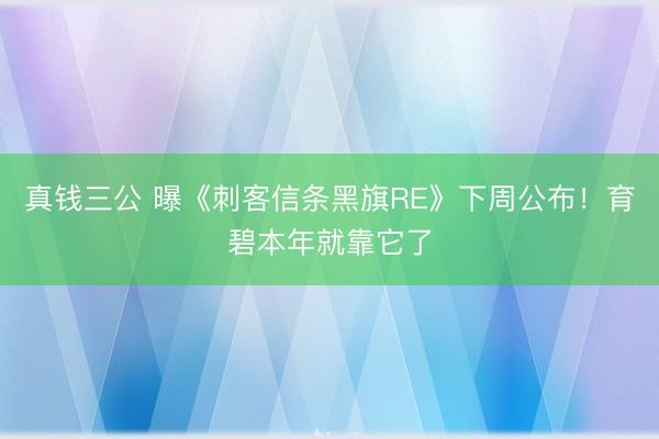 真钱三公 曝《刺客信条黑旗RE》下周公布!育碧本年就靠它了