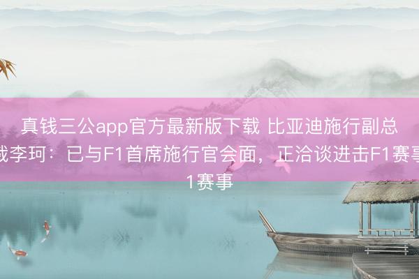 真钱三公app官方最新版下载 比亚迪施行副总裁李珂：已与F1首席施行官会面，正洽谈进击F1赛事