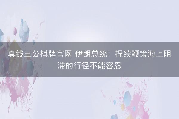 真钱三公棋牌官网 伊朗总统：捏续鞭策海上阻滞的行径不能容忍