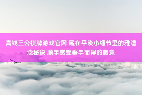真钱三公棋牌游戏官网 藏在平淡小细节里的雅瞻念秘诀 顺手感受垂手而得的暖意