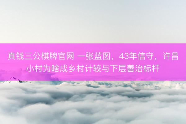 真钱三公棋牌官网 一张蓝图，43年信守，许昌小村为啥成乡村计较与下层善治标杆