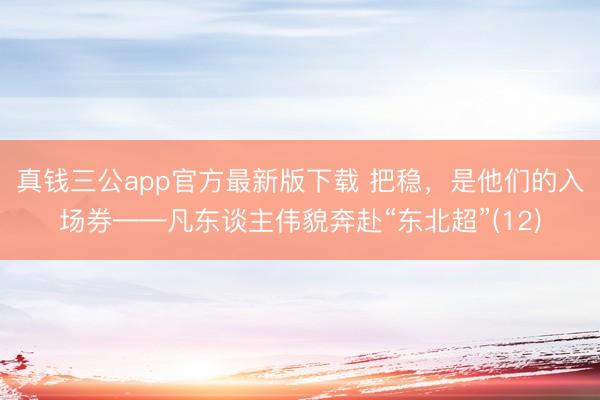真钱三公app官方最新版下载 把稳，是他们的入场券——凡东谈主伟貌奔赴“东北超”(12)