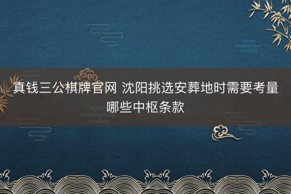 真钱三公棋牌官网 沈阳挑选安葬地时需要考量哪些中枢条款