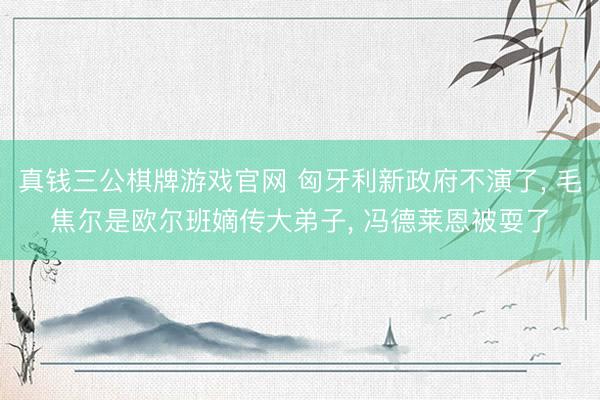 真钱三公棋牌游戏官网 匈牙利新政府不演了， 毛焦尔是欧尔班嫡传大弟子， 冯德莱恩被耍了