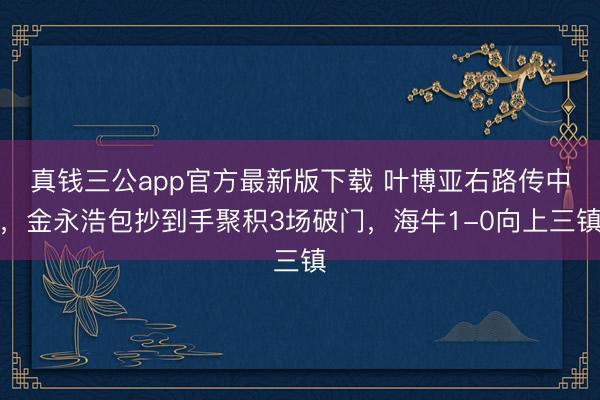 真钱三公app官方最新版下载 叶博亚右路传中，金永浩包抄到手聚积3场破门，海牛1-0向上三镇