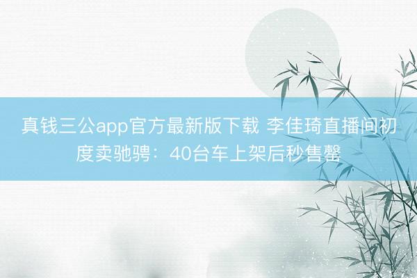真钱三公app官方最新版下载 李佳琦直播间初度卖驰骋：40台车上架后秒售罄