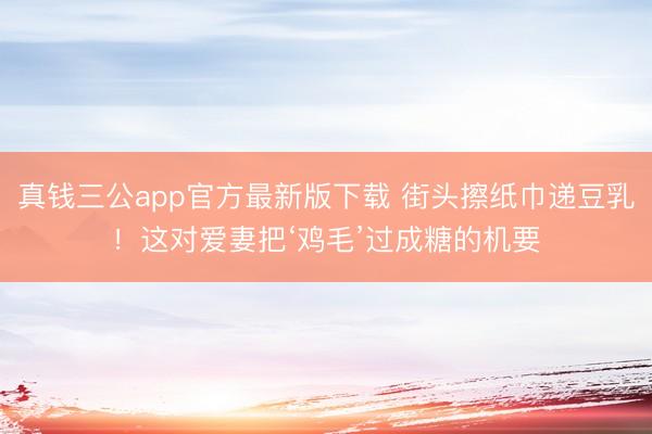 真钱三公app官方最新版下载 街头擦纸巾递豆乳！这对爱妻把‘鸡毛’过成糖的机要