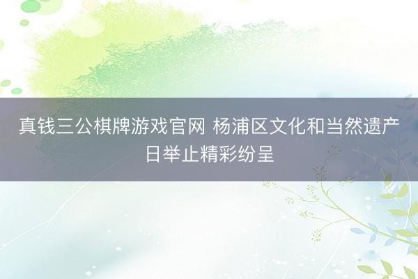 真钱三公棋牌游戏官网 杨浦区文化和当然遗产日举止精彩纷呈