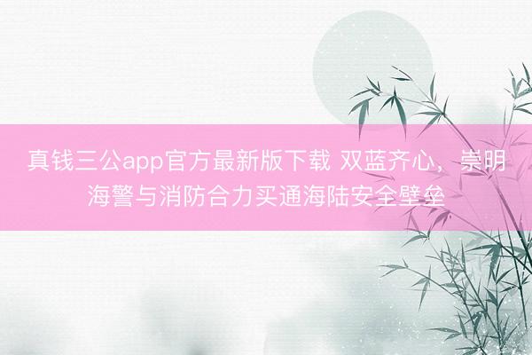 真钱三公app官方最新版下载 双蓝齐心，崇明海警与消防合力买通海陆安全壁垒