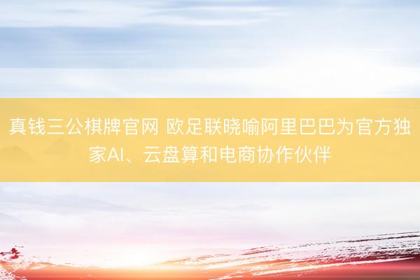 真钱三公棋牌官网 欧足联晓喻阿里巴巴为官方独家AI、云盘算和电商协作伙伴